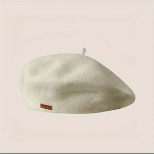 Ivory Wool Beret with Satin Lining